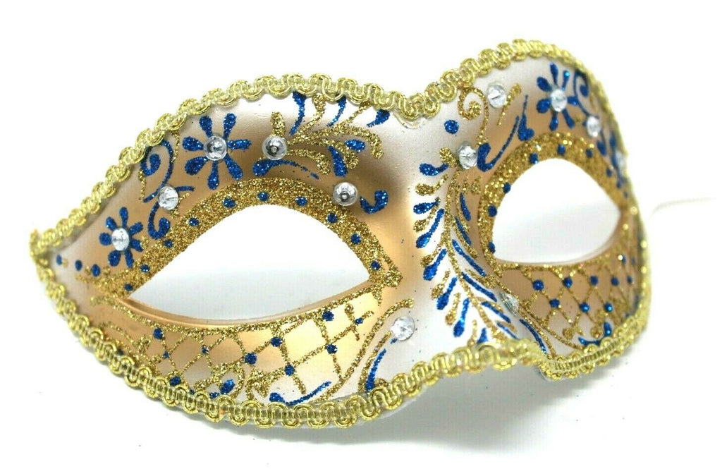 Blue and Gold Ladies Masquerade Ball Mask
