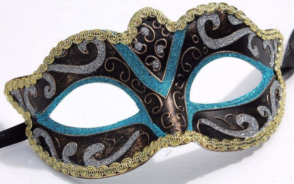 Turquoise, Silver, Bronze and Gold Masquerade Mask