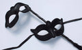 Stunning Black His and Hers Couples Masquerade Masks on a Black Stick