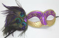 Purple and Gold Masquerade Mask with Peacock Detail