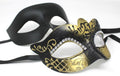 Gold and Black Diamonte Detail His and Hers Couples Pair of Masquerade Masks