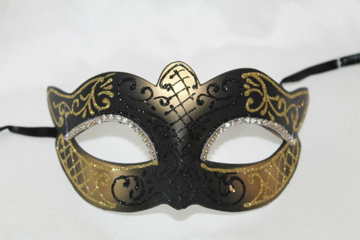 Sparkling Black and Gold Masquerade Mask