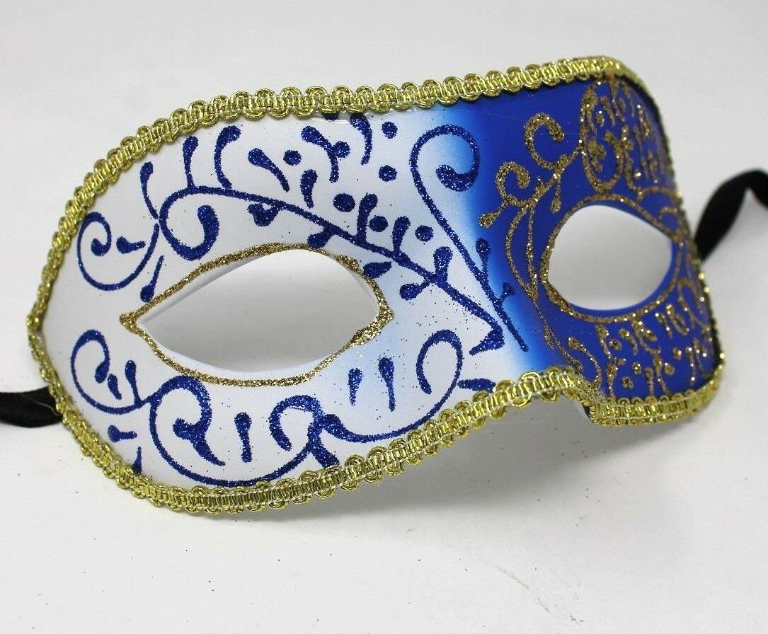 Blue and Gold Ladies Masquerade Mask