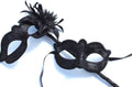 Stunning Black His and Hers Couples Masquerade Masks on a Black Stick