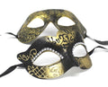Gold and Black Diamonte Detail His and Hers Couples Pair of Masquerade Masks