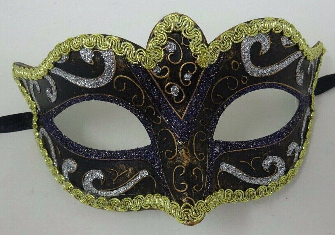 Sapphire Blue, Black, Bronze, Gold and Silver Masquerade Carnival Party Ball Eye Mask