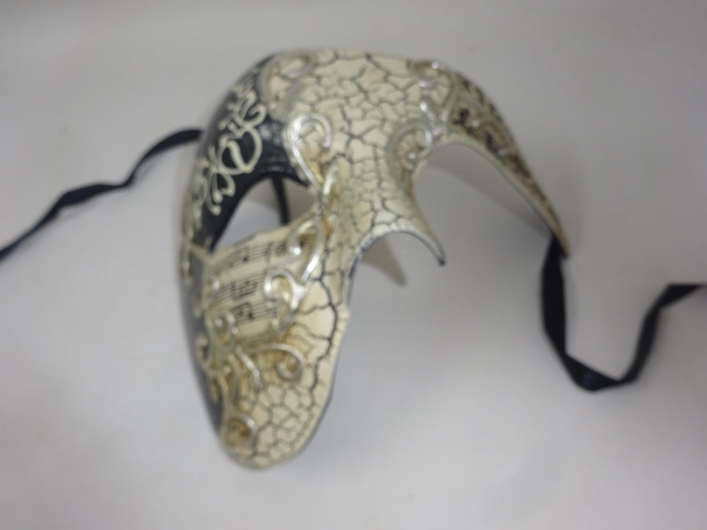 Black and Silver Musical Notes Half Face Phantom of the Opera Masquerade Party Eye Mask