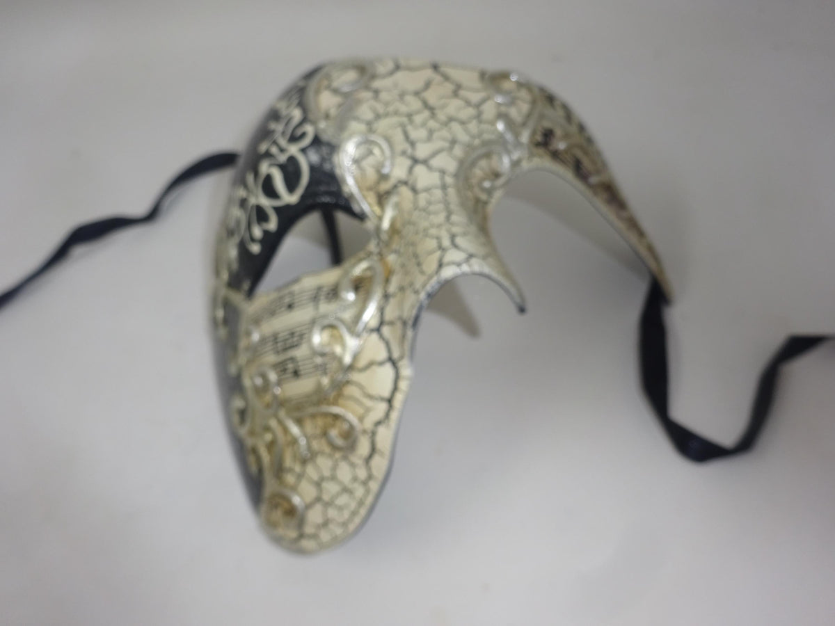 Black and Silver Musical Notes Half Face Phantom of the Opera Masquerade Party Eye Mask