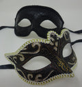 His and Hers Black and Gold Quality Pair of Male and Female Couples Masquerade Masks