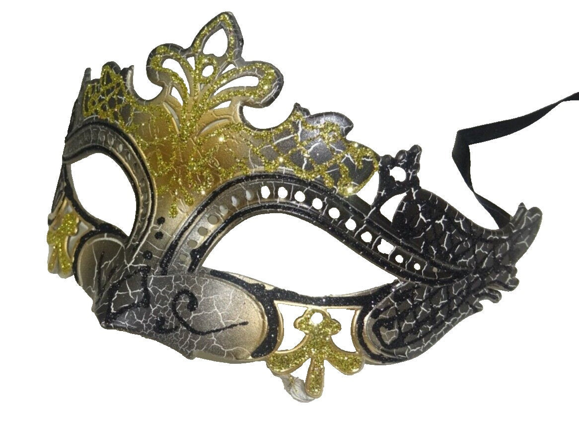 Ladies Black and Gold Rialto Masquerade Ball Party Carnival Party Eye Mask