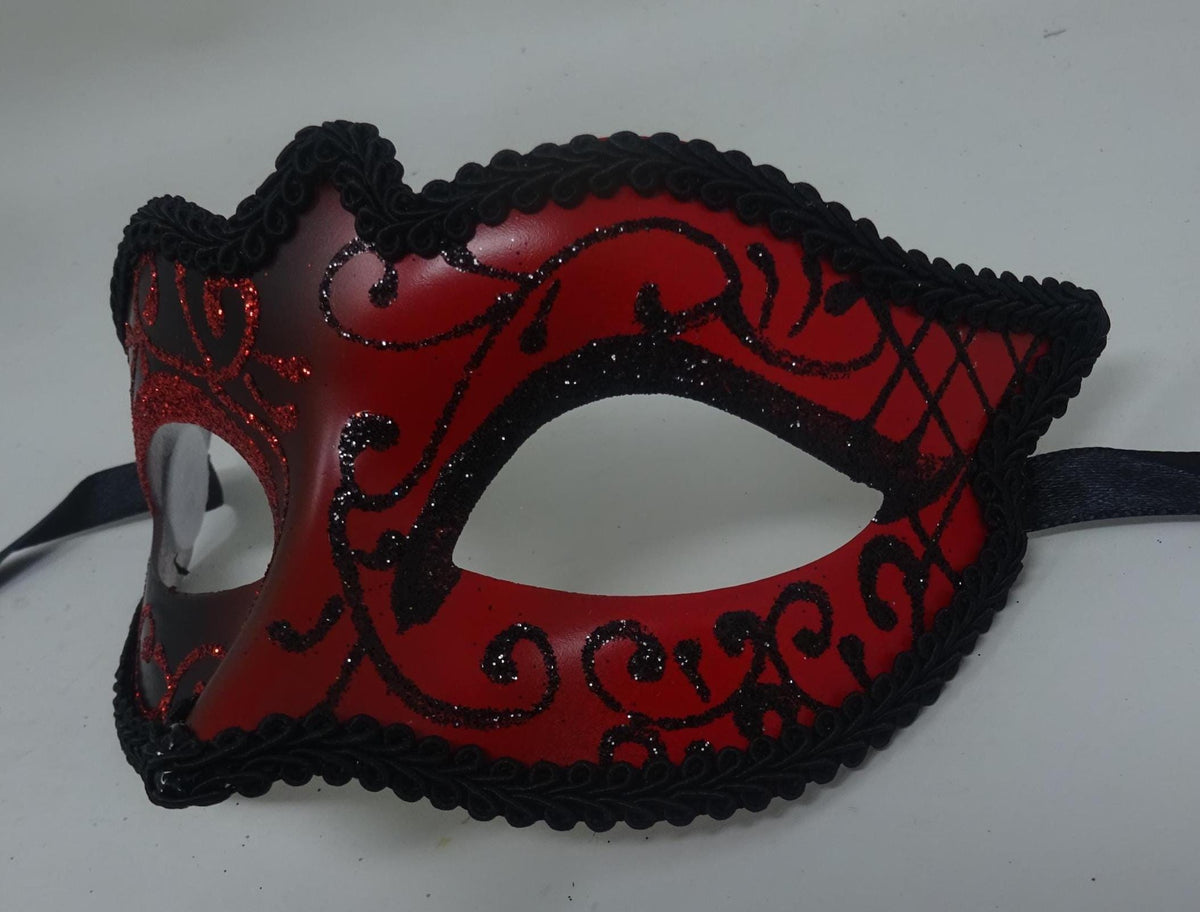 Red and Black Venetian Masquerade Party Prom Eye Mask for Masked Ball