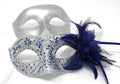 Blue and Silver Flower His and Hers Couple Masquerade Masks