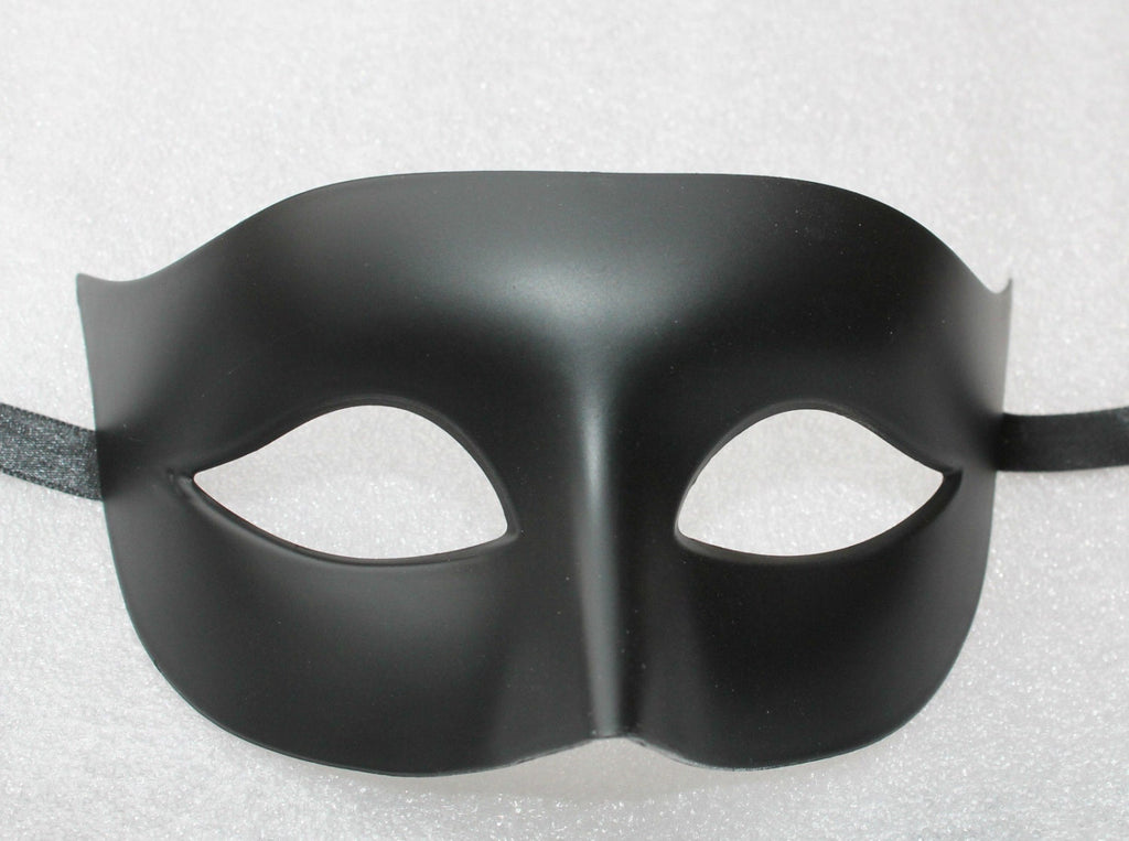 Matt Black Mens Masquerade Mask with Ribbons Ties