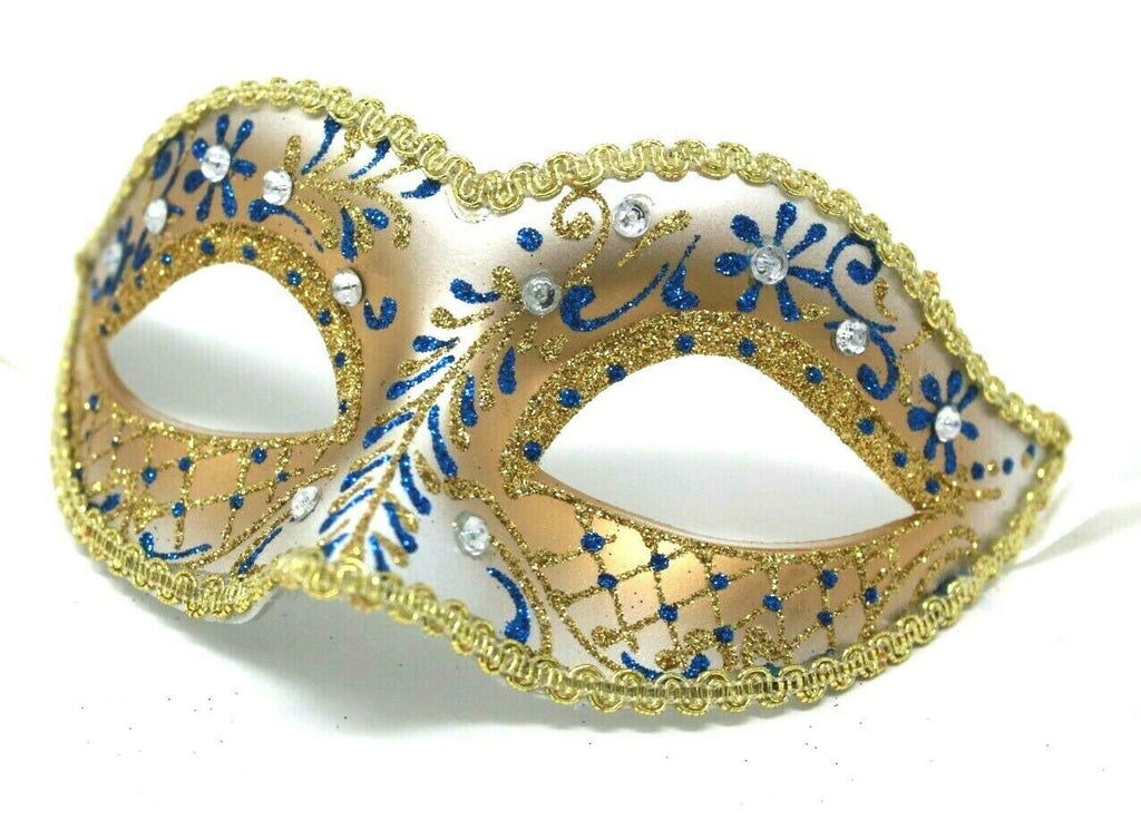 Blue and Gold Ladies Masquerade Ball Mask