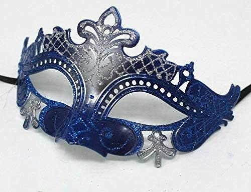 Ladies Blue and Silver Rialto Masquerade Party Carnival Ball Eye Mask