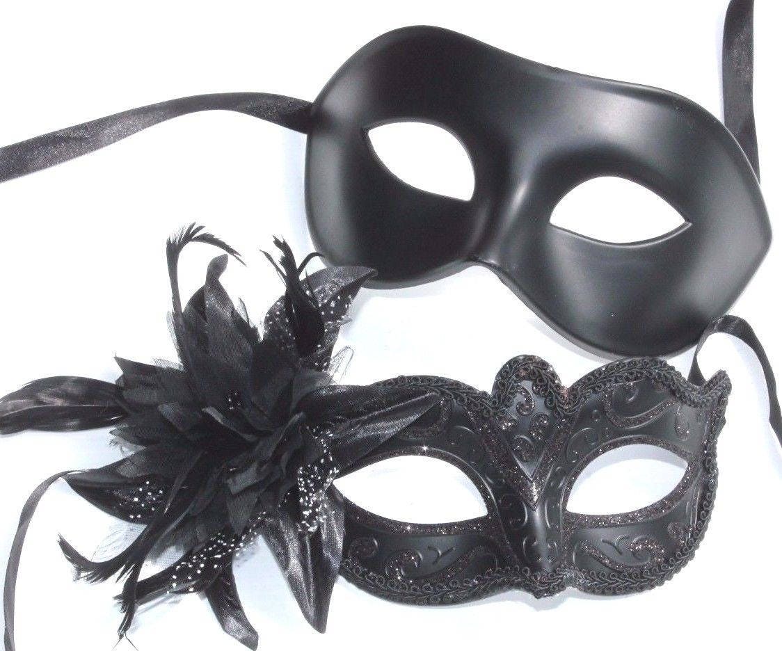 Black Quality Pair of Male and Female Masquerade Masks