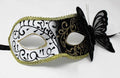Black and Gold Masquerade Mask with Black Butterfly Details