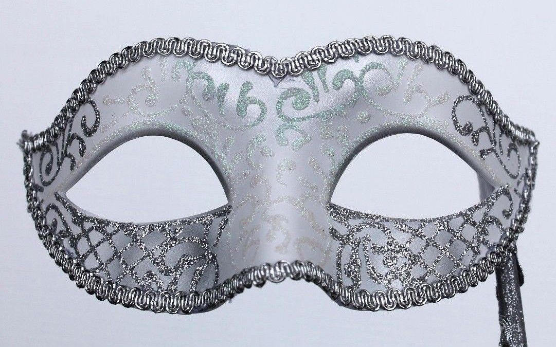 White and Silver Mask on Stick