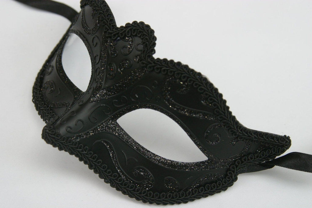 Mens or Ladies Midnight Black Masquerade Mask