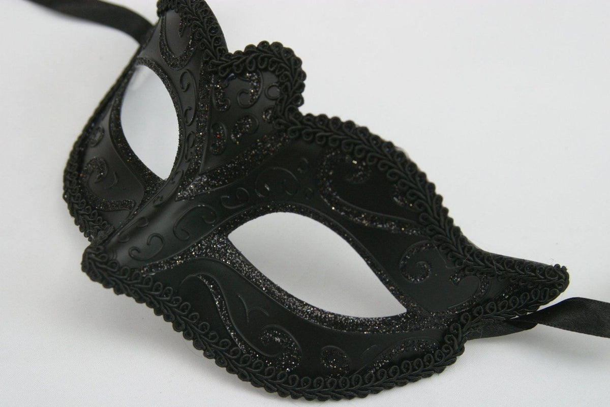 Mens or Ladies Midnight Black Masquerade Mask