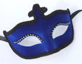 Blue Velour and Diamonte Masquerade Mask