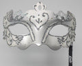 White and Silver Mask on a Silver Stick