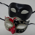 Musical Script Red Silver and Black His and Hers Couples Pair of Masquerade Masks