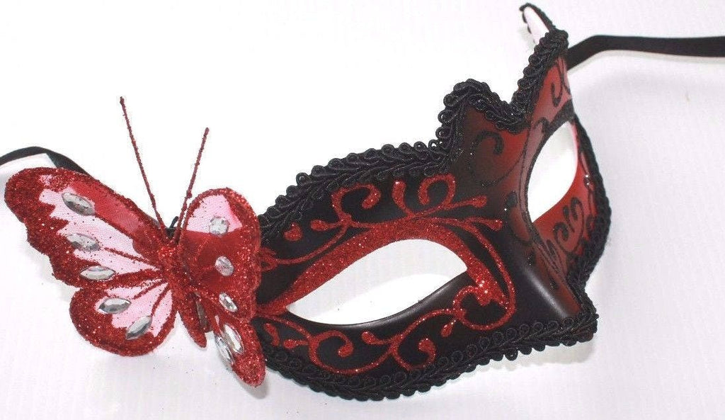Red and Black Butterfly Masquerade Mask for Masked Ball