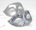 Blue and Silver His and Hers Couple Masquerade Masks