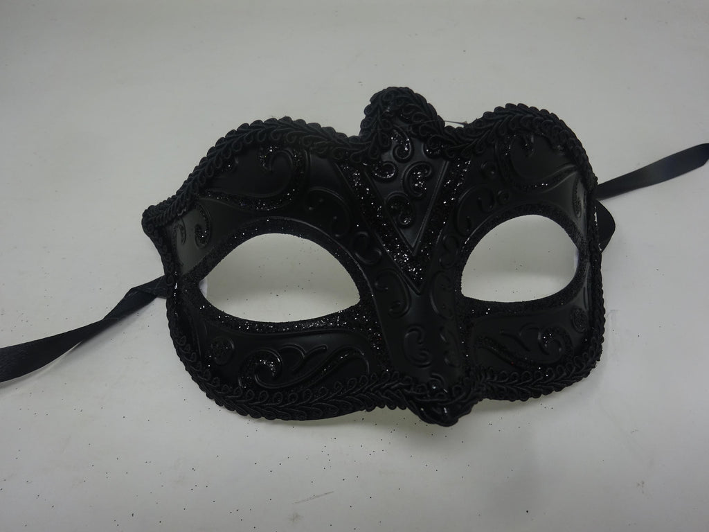 Mens or Ladies Midnight Black Masquerade Mask