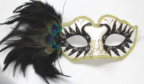 Black and Gold Peacock Masquerade Mask