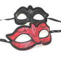 Black & Red Pair of Male and Female Couples Masquerade Masks