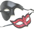 Black & Red Phantom Pair of Male and Female Couples Masquerade Masks