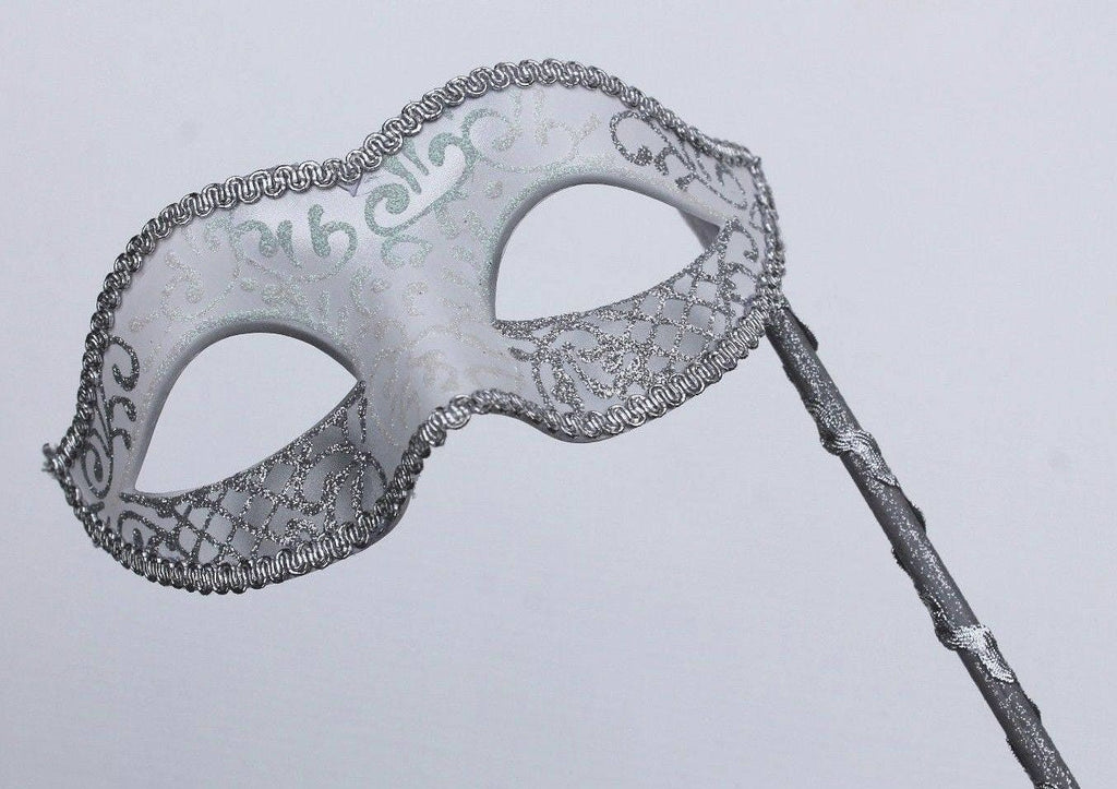 White and Silver Mask on Stick