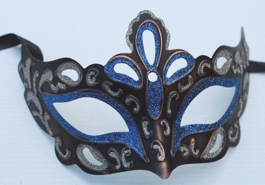 Blue, Bronze, Gold and Black Masquerade Mask for Masked Ball