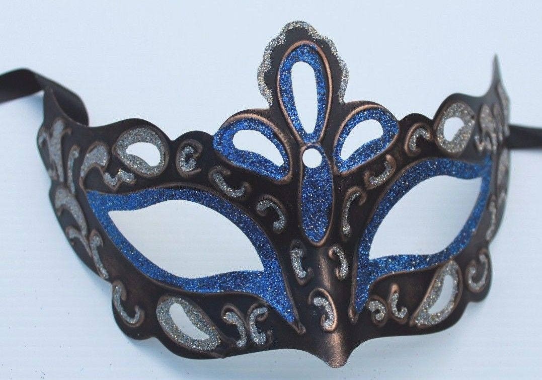 Blue, Bronze, Gold and Black Masquerade Mask for Masked Ball