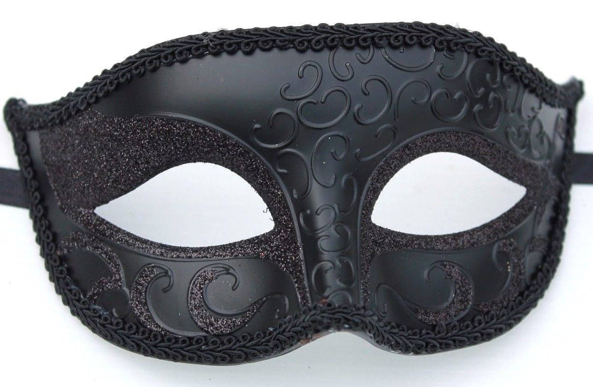Mens or Ladies Black Masquerade Mask Straight Top