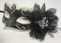 Black Bronze Gold and Silver Venetian Masquerade Ball Carnival Mask with Flower