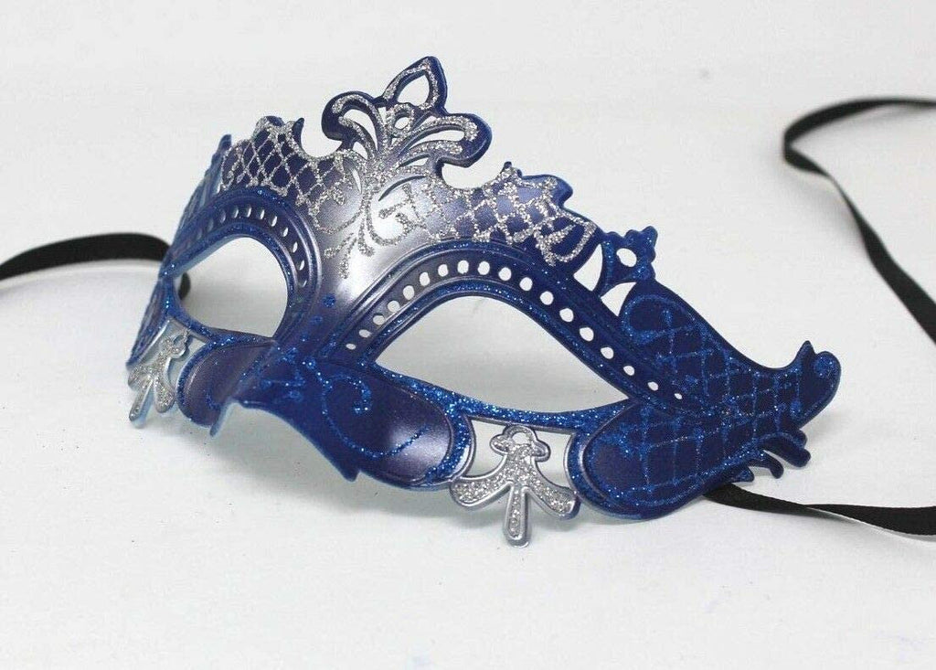 Ladies Blue and Silver Rialto Masquerade Party Carnival Ball Eye Mask