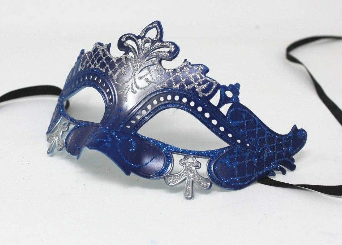 Ladies Blue and Silver Rialto Masquerade Party Carnival Ball Eye Mask