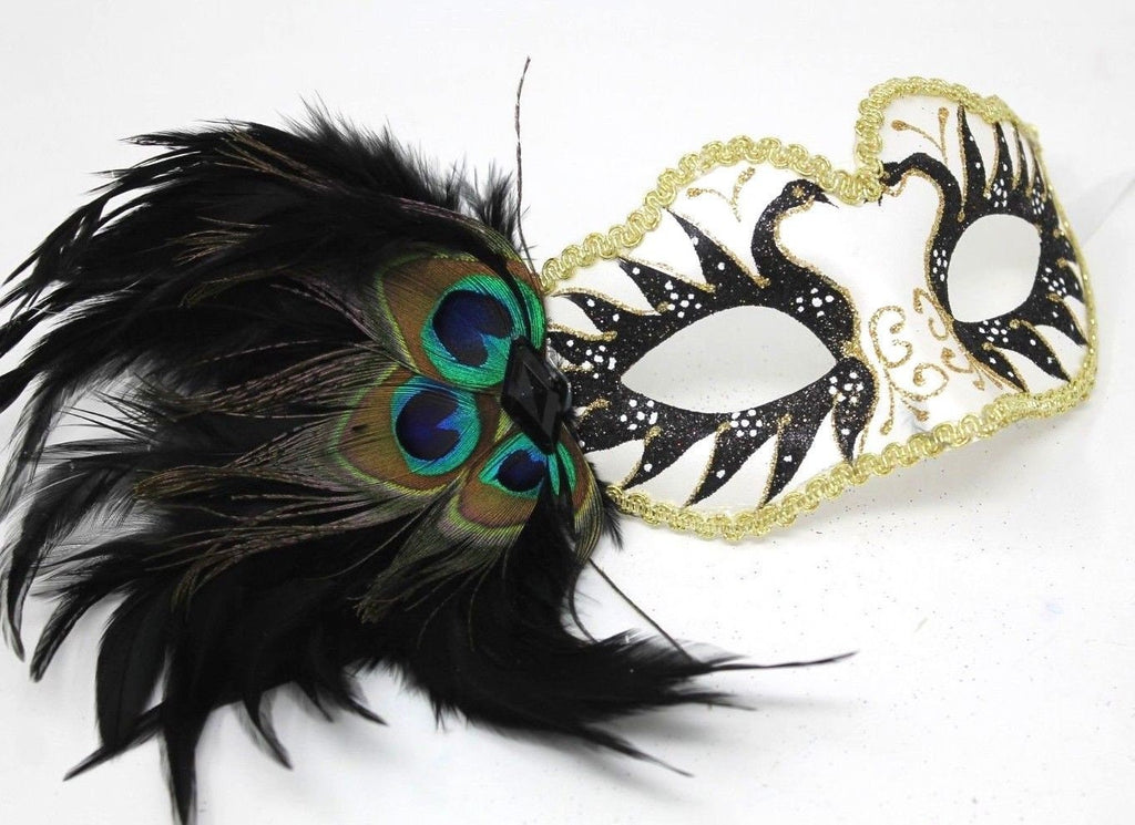 Black and Gold Peacock Masquerade Mask