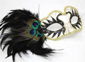 Black and Gold Peacock Masquerade Mask