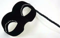 Velour Diamonte Black Masquerade Hand Held Mask on a Stick with Diamontes