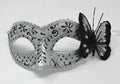 Black and Silver Jewelled Masquerade Mask with Sparkling Butterfly Detail