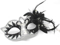 White & Black Swan Lake Masquerade Mask with Flower and Pearl Detail