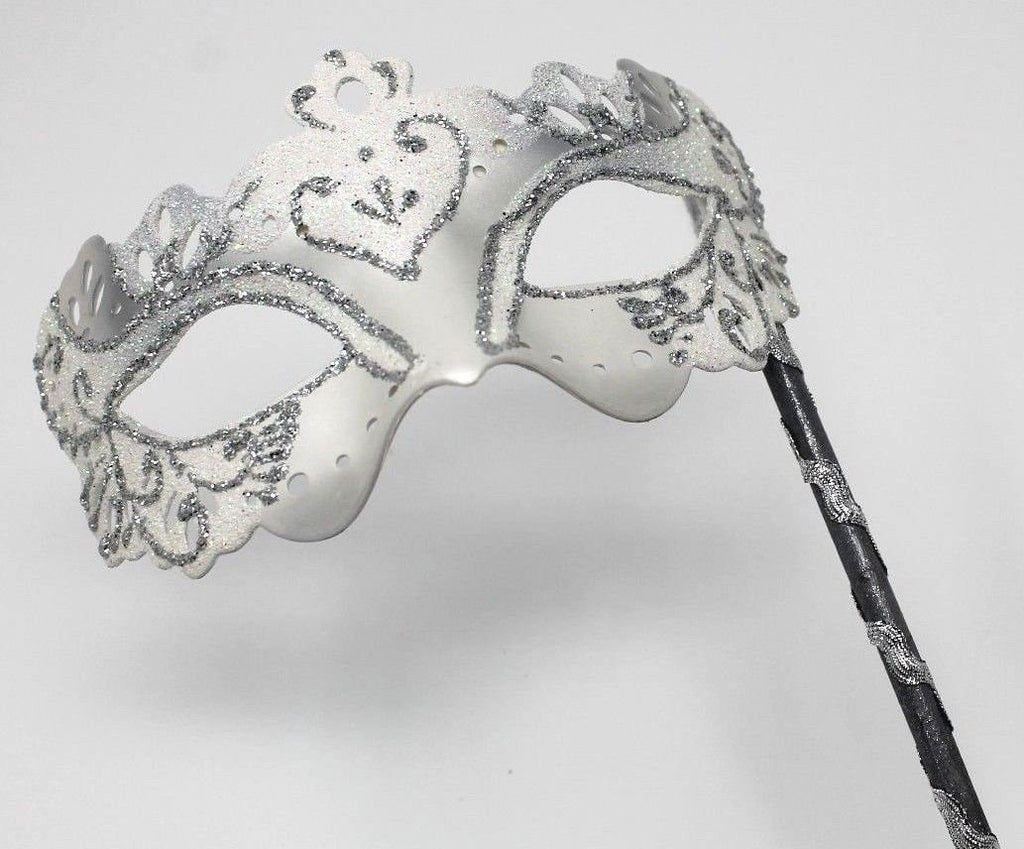 White and Silver Mask on a Silver Stick