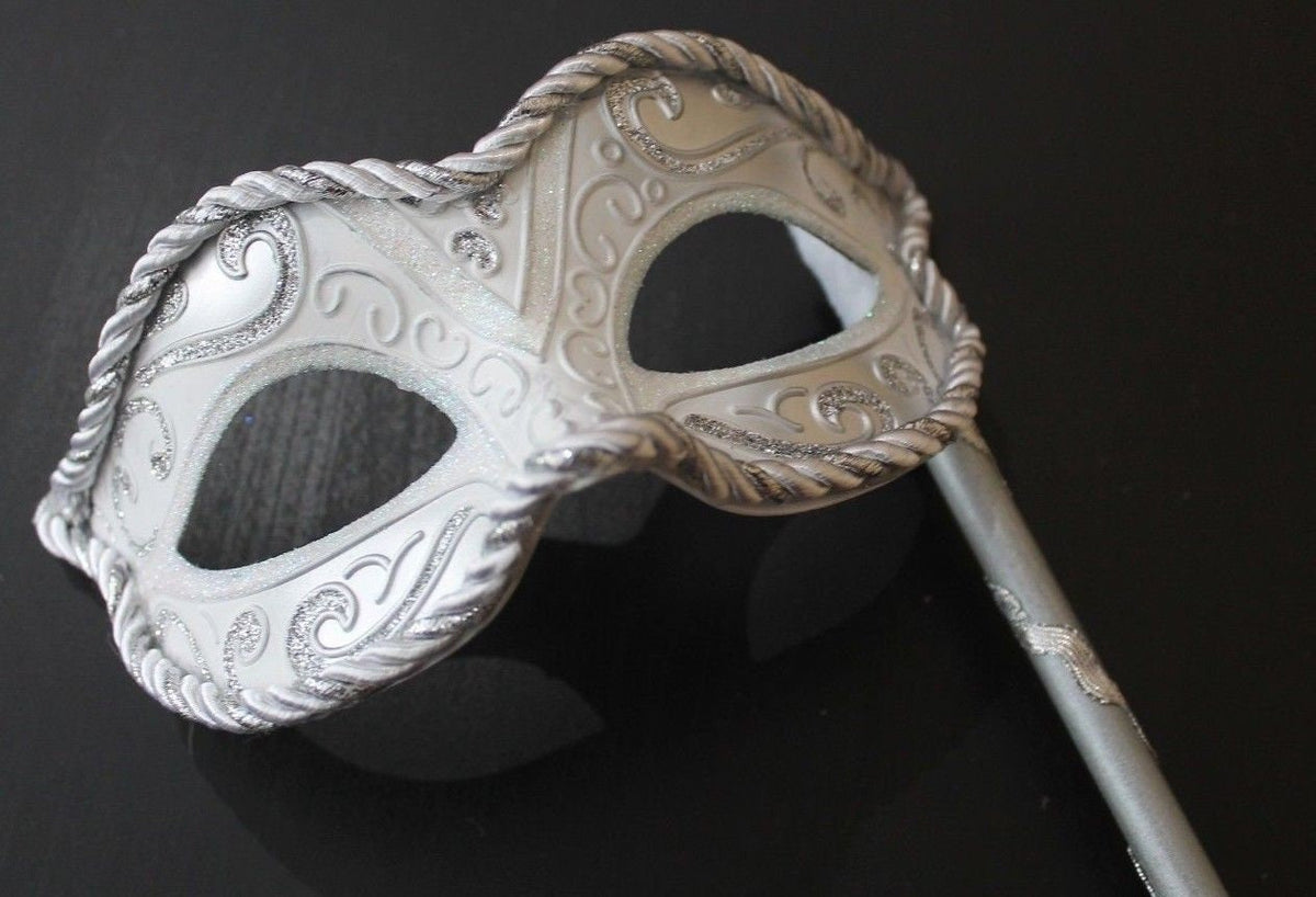 White and Silver Mask on Stick