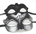 Black and Silver Diamonte Pair of Male and Female Couples Masquerade Masks