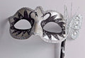 Black and White Swan Lake Butterfly Mask on Stick