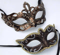 His n Hers Pair of Male and Female Masquerade Mask Black, Bronze, Silver and Gold
